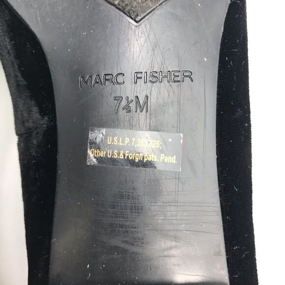 Marc Fisher Black Velvety Kneel Pearl Embellished Pointed Toe Slip On Loafer - Picture 15 of 16